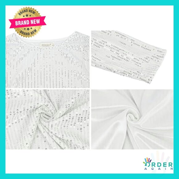 Long Sleeve Sequin Blouse Elegant Party Top Lined Sparkly Evening Wear - Picture 7 of 8